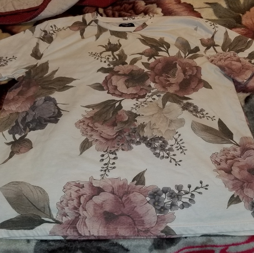Forever 21 fitted floral design shirt